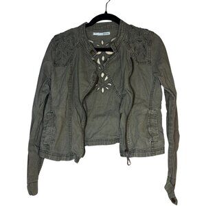 266. Maurice’s Olive Green Cut-Out Moto Jacket | Size Medium | Stylish Outerwear